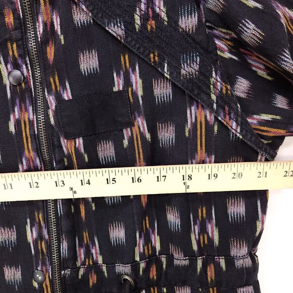 Free People Hooded Jacket The Ikat Parka Black Unlined Size Small Oversized - Picture 12 of 15